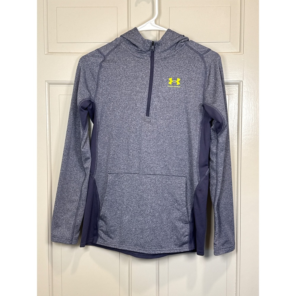 Under Armour ColdGear Hoodie Kids YLG Purple 1/4 Zip Pullover Excellent 1382095
